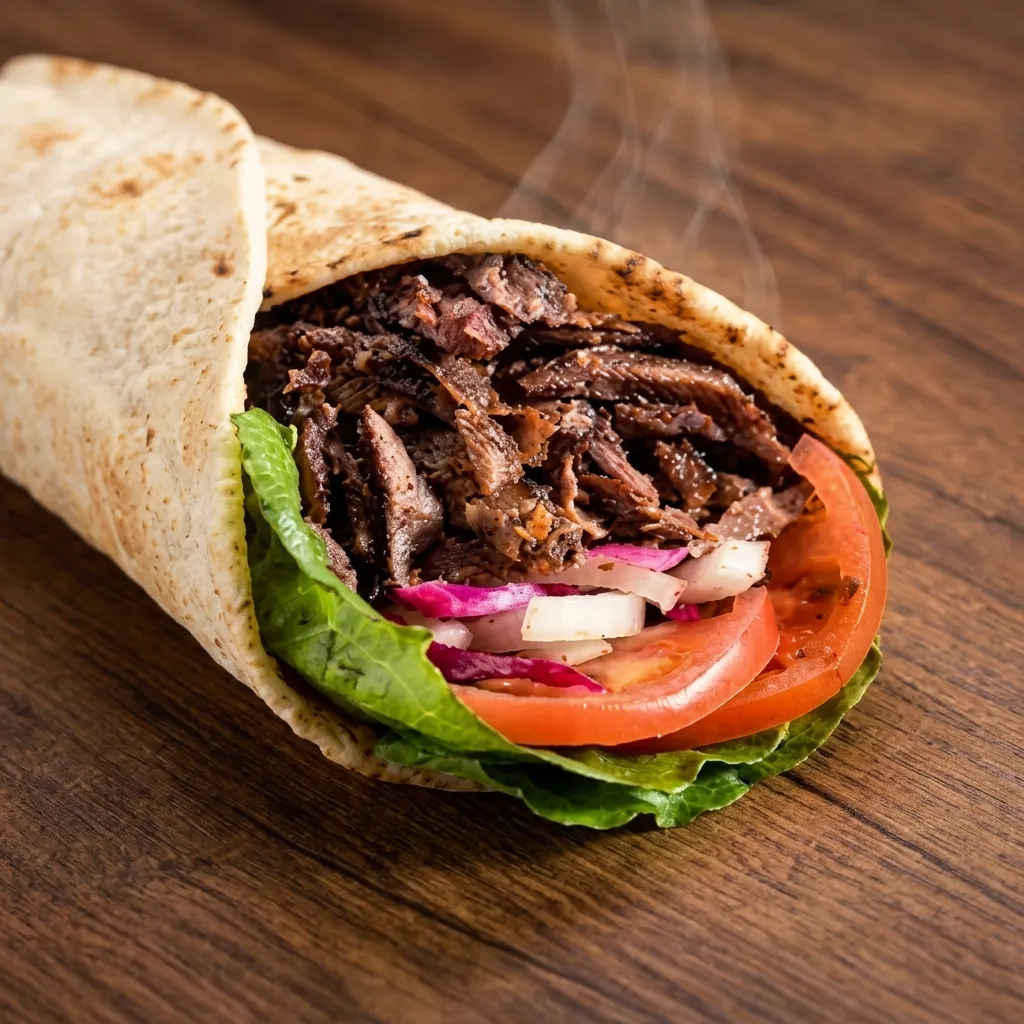 Beef Wrap with Middle Eastern spices at Saboos Chilliwack