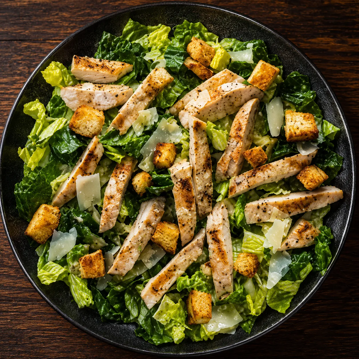 Chicken Caesar Salad with Parmesan and croutons at Saboos Chilliwack